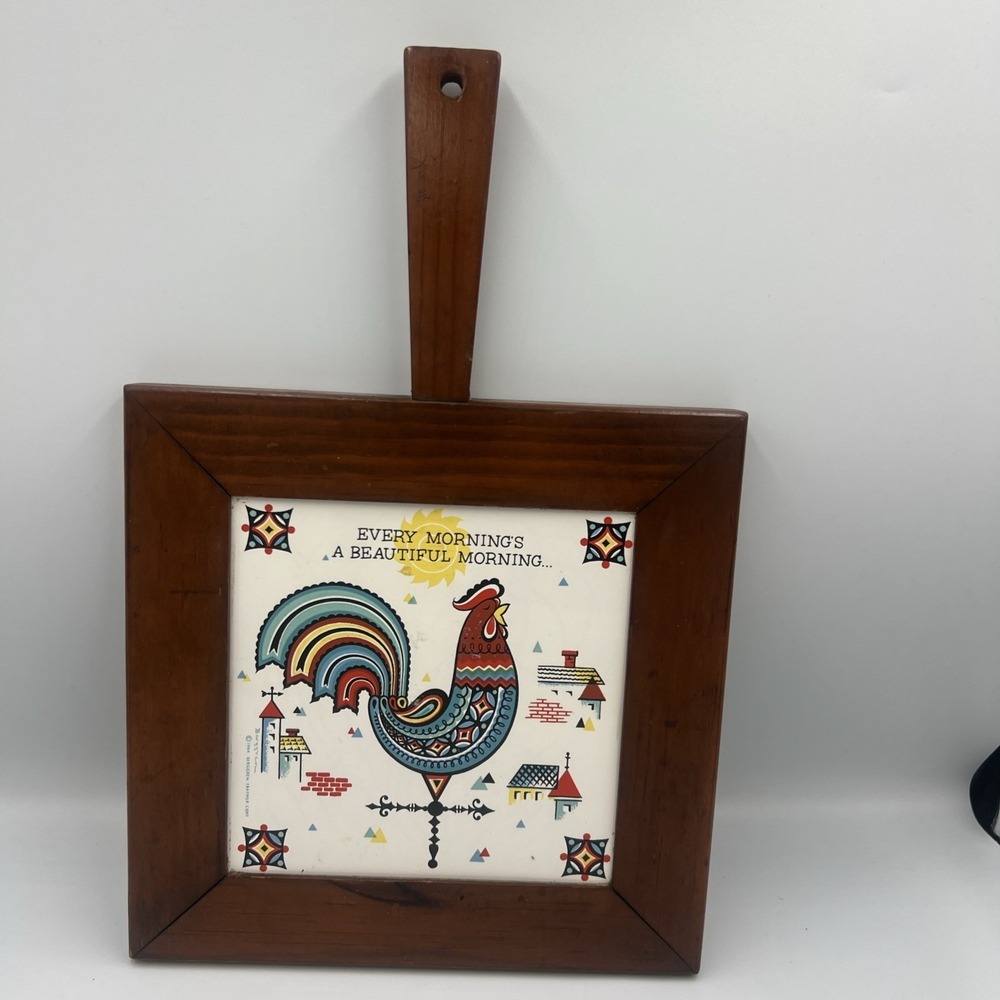 Berggren Trayner Tile Trivet Every Morning Is A Beautiful Morning Rooster Vtg